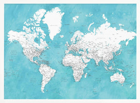 Detailed world map with cities Idrak Poster