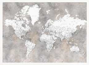 Detailed world map with cities Vali Poster