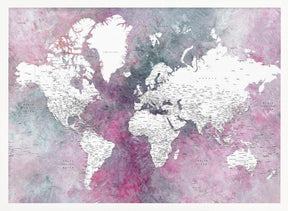 Detailed world map with cities Taliessa Poster