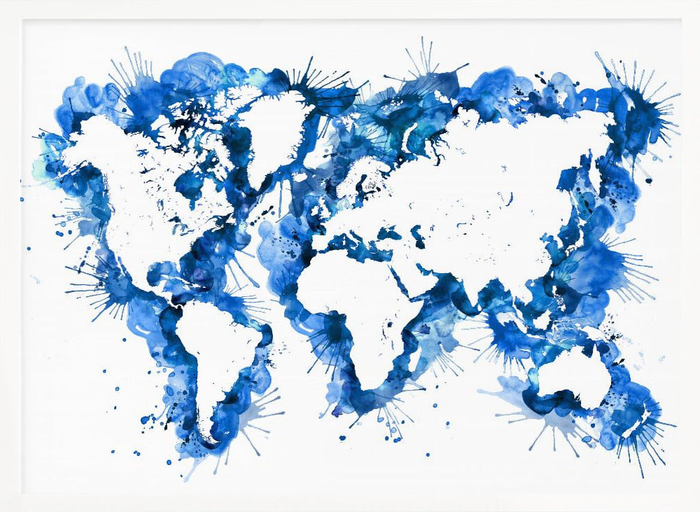 Blue strokes world map Poster