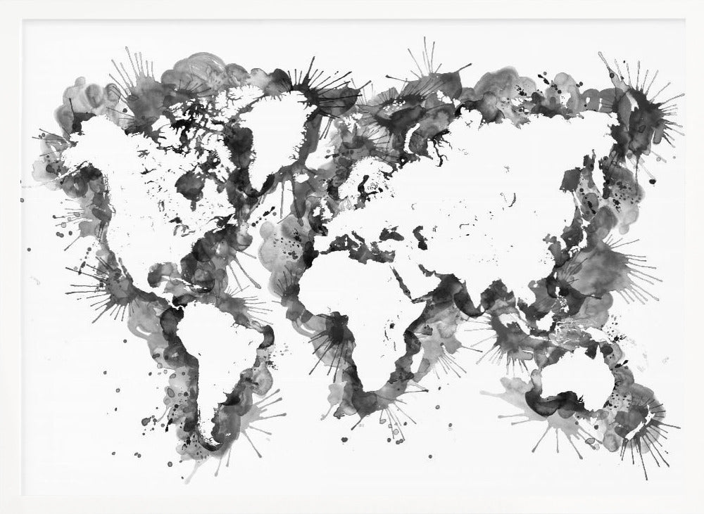 Gray strokes world map Poster