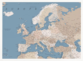 Amias detailed map of Europe Poster