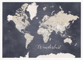 Wanderlust world map Glyn Poster