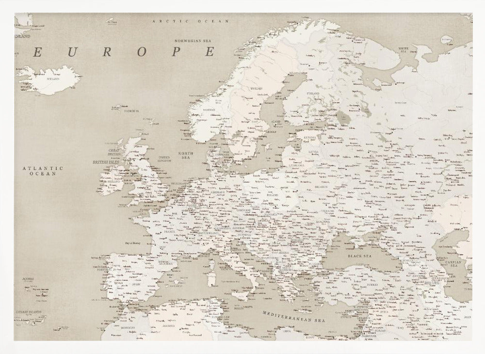 Vintage looking detailed map of Europe Poster