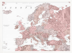 Piper detailed map of Europe Poster