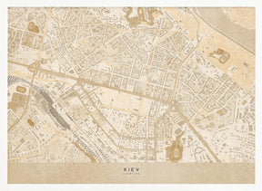 Sepia map of Kiev downtown (pre-war) Poster