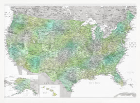 Highly detailed map of the United States, Oriole Poster