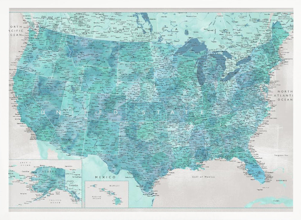 Highly detailed map of the United States, Harriet Poster