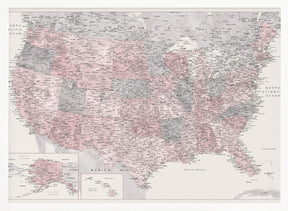 Highly detailed map of the United States, Madelia Poster