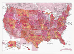 Highly detailed map of the United States, Tatiana Poster