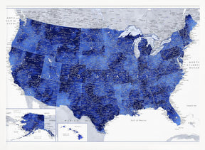 Highly detailed map of the United States, Gulzar Poster