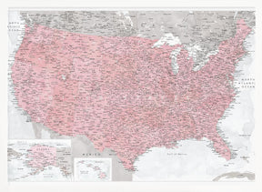 Highly detailed map of the United States, Gopi Poster