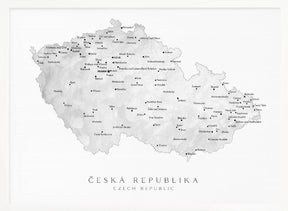 Gray watercolor map of the Czech Republic Poster