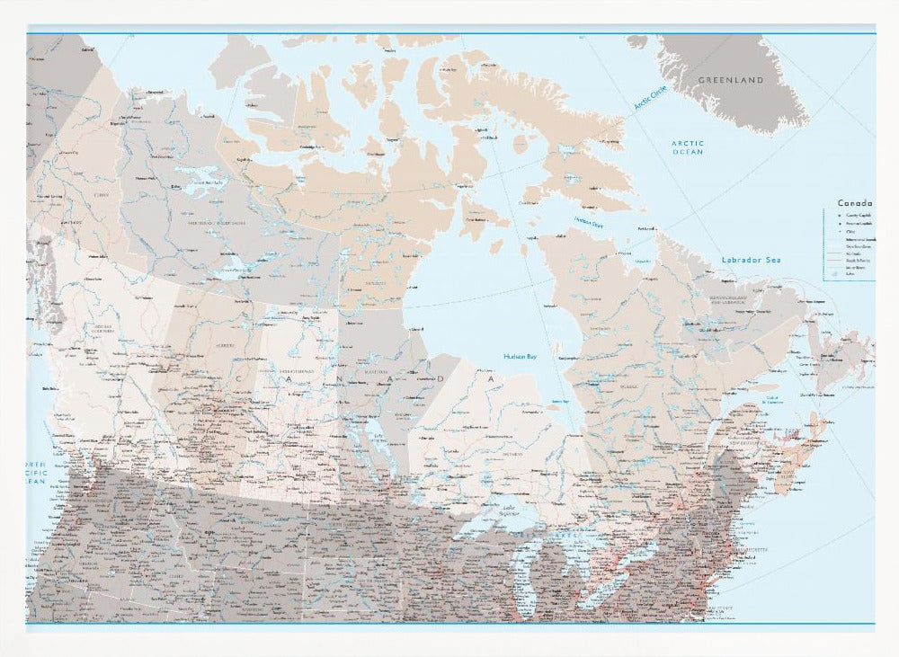 Detailed map of Canada, Lincoln Poster