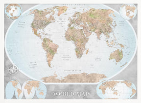 Classic world map in watercolor, Therese Poster