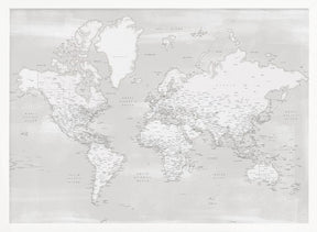 Detailed world map with cities, Maeli neutral Poster