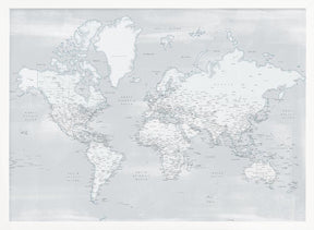 Detailed world map with cities, Maeli cold Poster