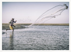 Fisherman with net Poster