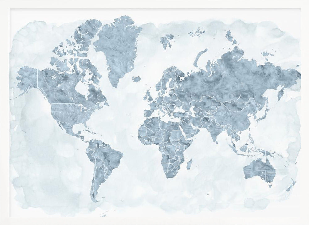 World map with outlined countries, Jacq Poster