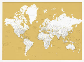 Detailed world map with cities, Andrew Poster