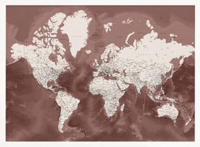 Detailed world map with cities, Hikmat Poster