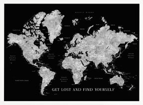 Baibah world map with cities, get lost Poster