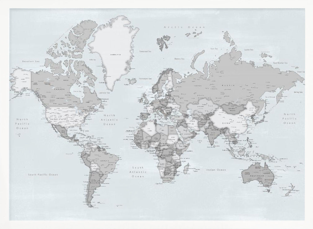 Distressed world map with cities, Darryl Poster