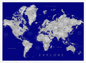 Explore world map with cities, Valrie Poster