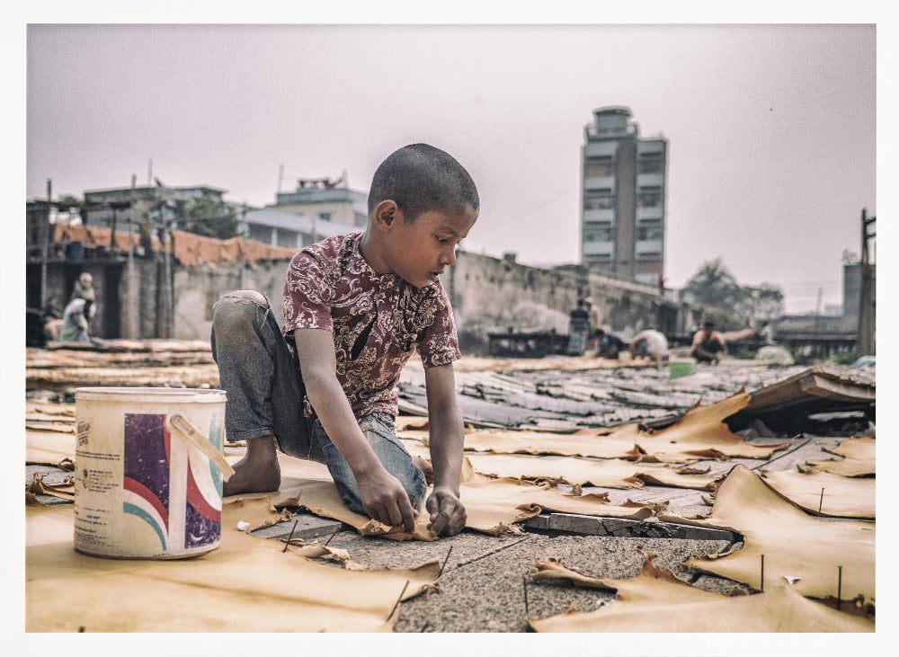 Boy from leather manufacture Poster