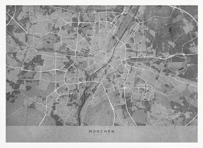 Gray vintage map of Munich Germany Poster