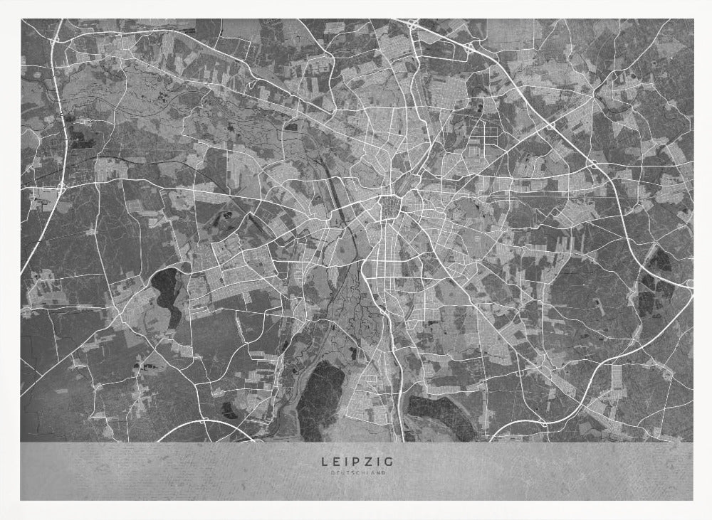 Gray vintage map of Leipzig Germany Poster