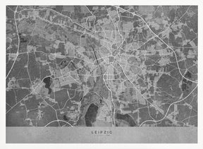 Gray vintage map of Leipzig Germany Poster