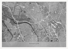 Gray vintage map of Hannover downtown Germany Poster