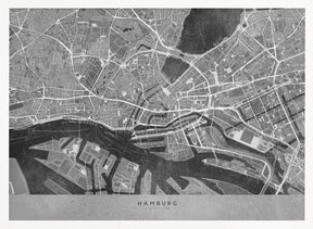 Gray vintage map of Hamburg downtown Germany Poster