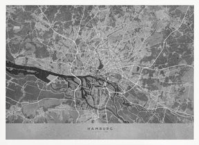 Gray vintage map of Hamburg Germany Poster