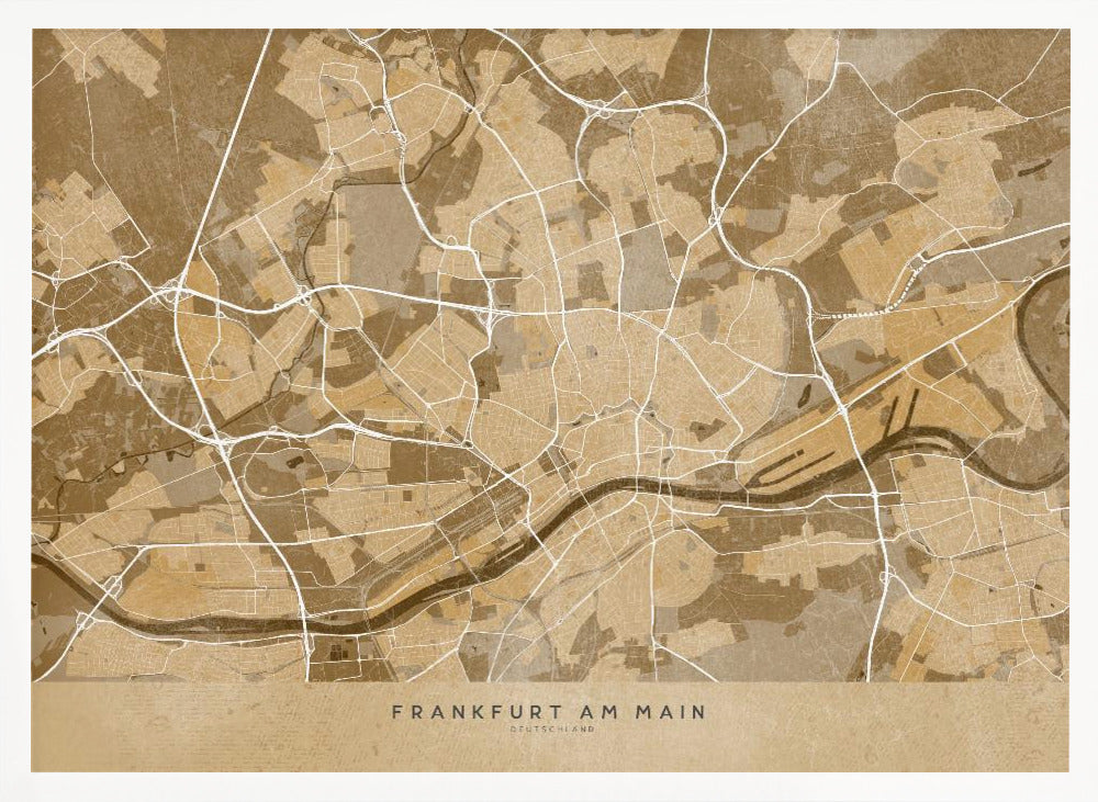 Sepia vintage map of Frankfurt Germany Poster