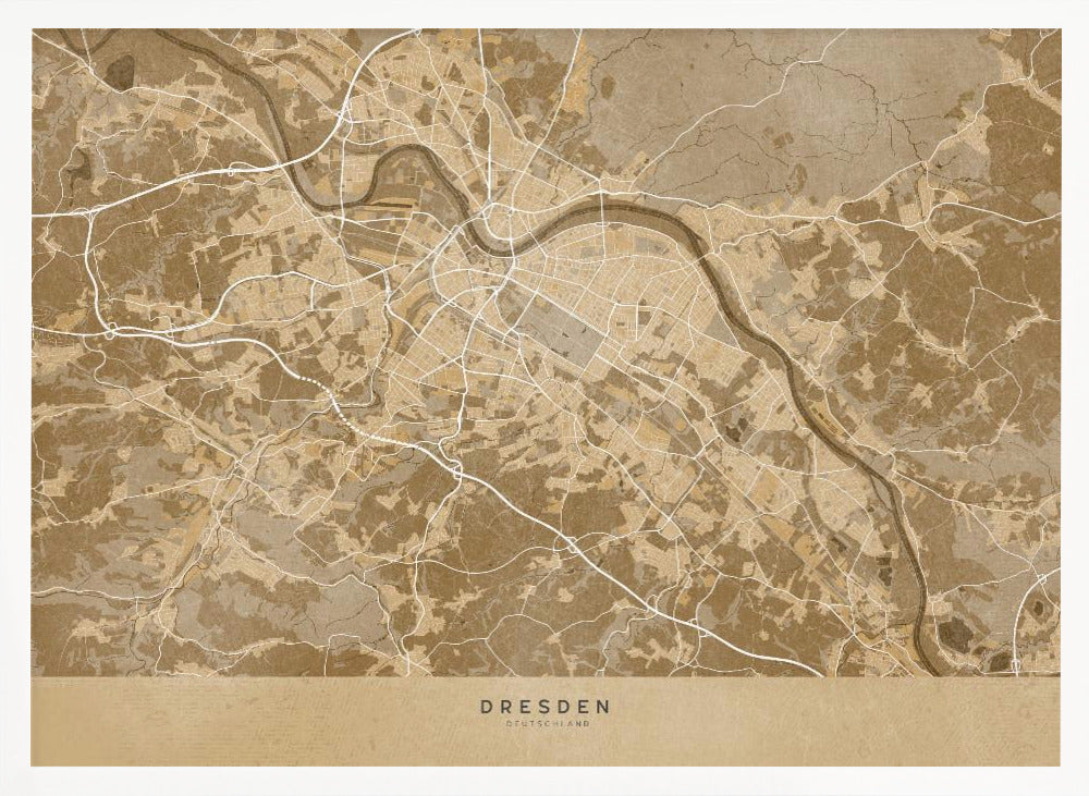 Sepia vintage map of Dresden Germany Poster