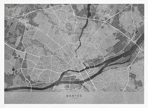 Gray vintage map of Nantes France Poster