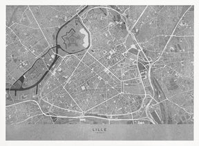 Gray vintage map of Lille downtown France Poster