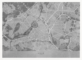 Gray vintage map of Lille France Poster