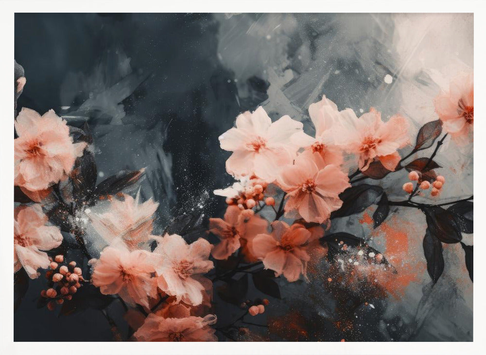 Coral Floating Blossoms Poster