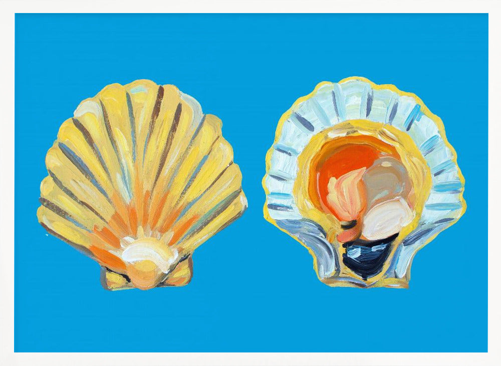 Scallops On Blue Poster