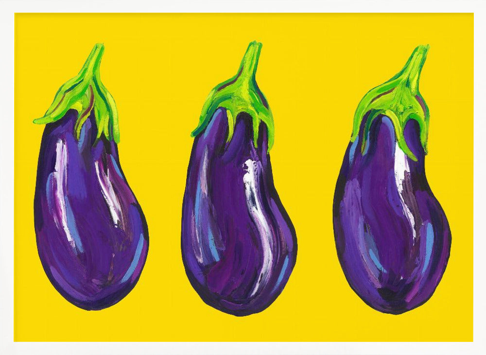 Aubergines On Yellow Poster