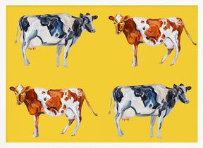 Cow Art On Yellow Poster