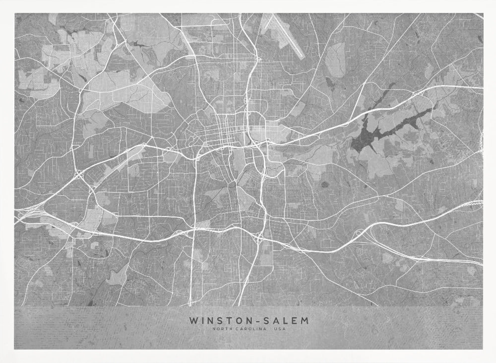 Map of Winston Salem (NC, USA) in gray vintage style Poster