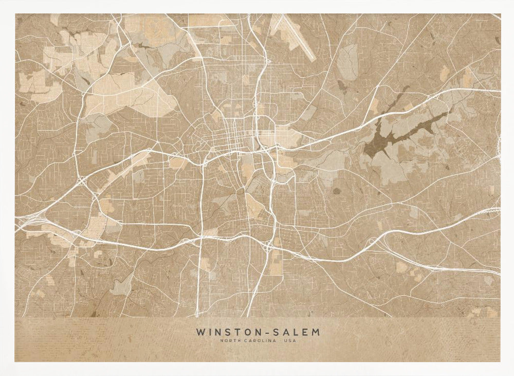 Map of Winston Salem (NC, USA) in sepia vintage style Poster