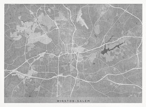 Map of Winston Salem (NC, USA) in gray vintage style Poster