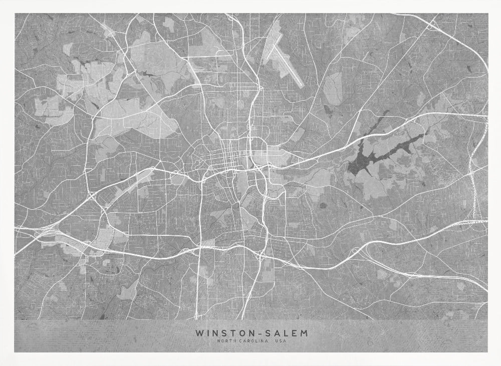 Map of Winston Salem (NC, USA) in gray vintage style Poster