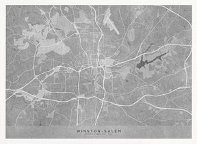 Map of Winston Salem (NC, USA) in gray vintage style Poster