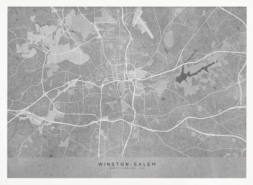 Map of Winston Salem (NC, USA) in gray vintage style Poster